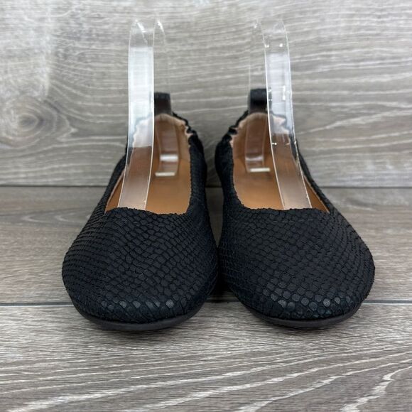 Fitflop Allegro Women’s Sz 7 Black Leather Snake Embossed Slip On Ballet Flats - Picture 2 of 10